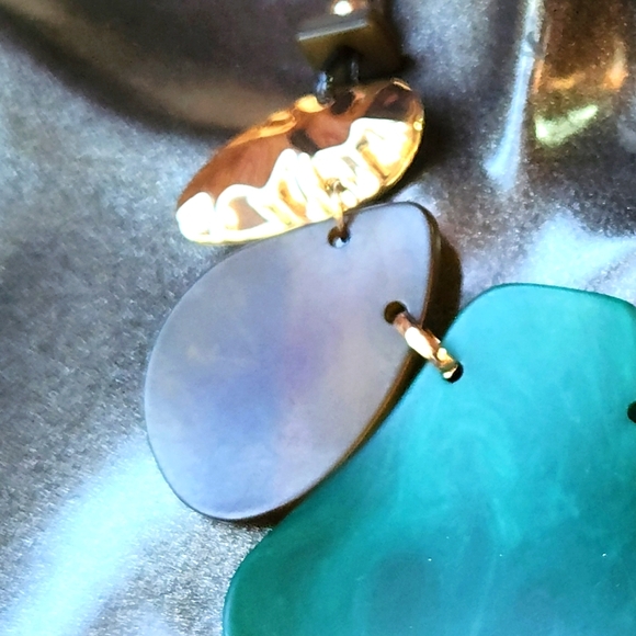 Green, Olive and Goldtone Statement Necklace with Earrings Set - Picture 9 of 15